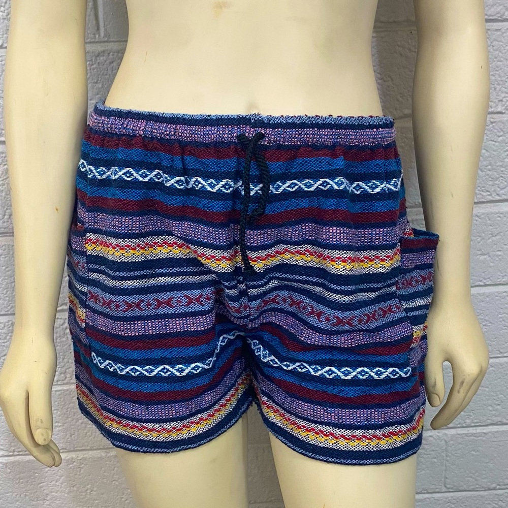 Striped Multicolor Woven Women’s Shorts - Blue/Purple